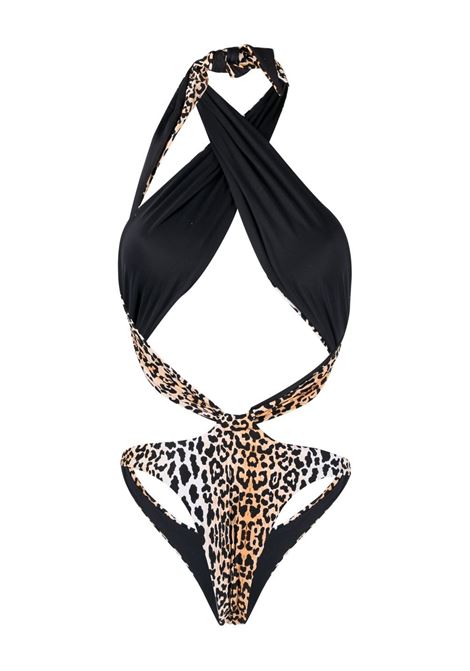 Bikini con scollo all'americana e stampa animalier in marrone - donna REINA OLGA | SHOWPONYLEO